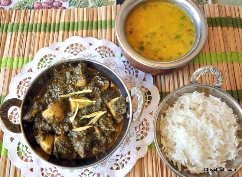 palak aloo with Rice